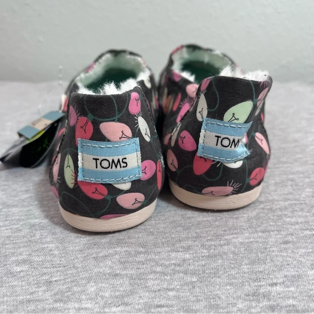 TOMS Glow-In-The-Dark Christmas Light Alpargatas Faux Fur Women’s Size 8